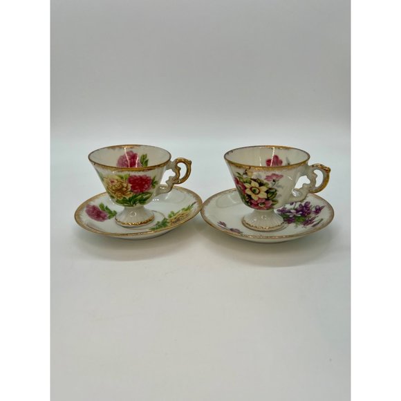 Norleans April Sweet Pea Cup and Saucer Aurora Borealis Lusterware Gold Rimmed - Picture 5 of 7